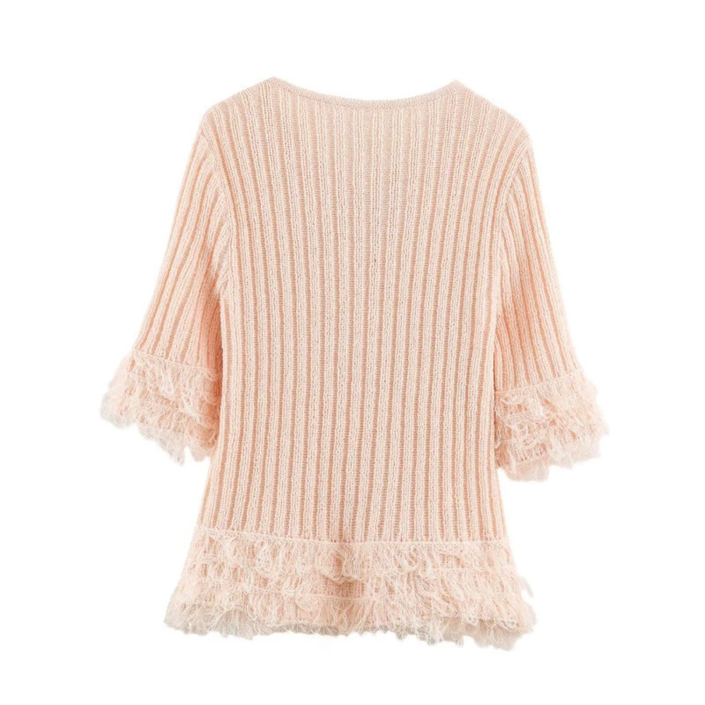 ZARA Flattering Slim Fit Tassel Knit Pullover